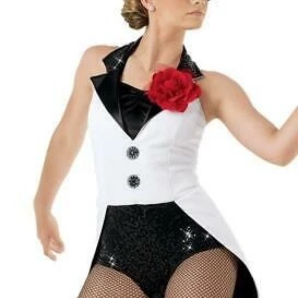 Weissman Black and White Sequin Tuxedo Magician Dance Costume